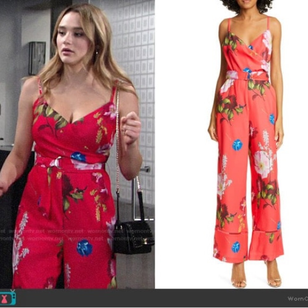 Ted Baker Floral Print V-Neck Jumpsuit w/ Tags